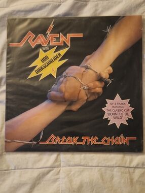 Raven "Break the Chain" Vinyl Record - Black Cover with Red & Yellow Graphics